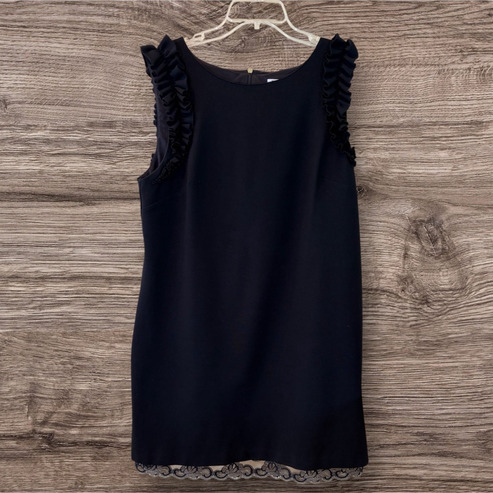 Trina Turk Black Dress with  Ruffle & Lace Accents